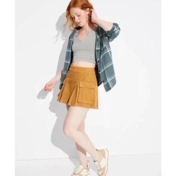 wild fable Other - 250 Wild Fable Women Corduroy Cargo Pleated Mini Skirt Size (XS, Brown, NWT)